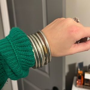 SILVER BUDHA GIRL BANGLES - LARGE